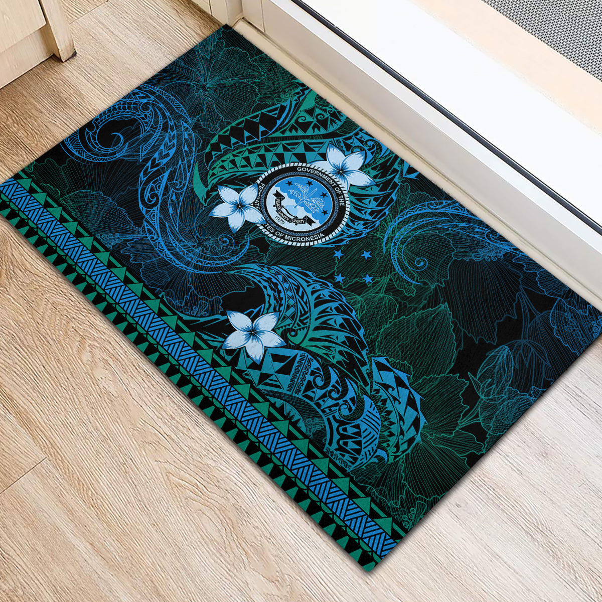 FSM Culture Day Rubber Doormat Tribal Pattern Ocean Version LT01 - Polynesian Pride