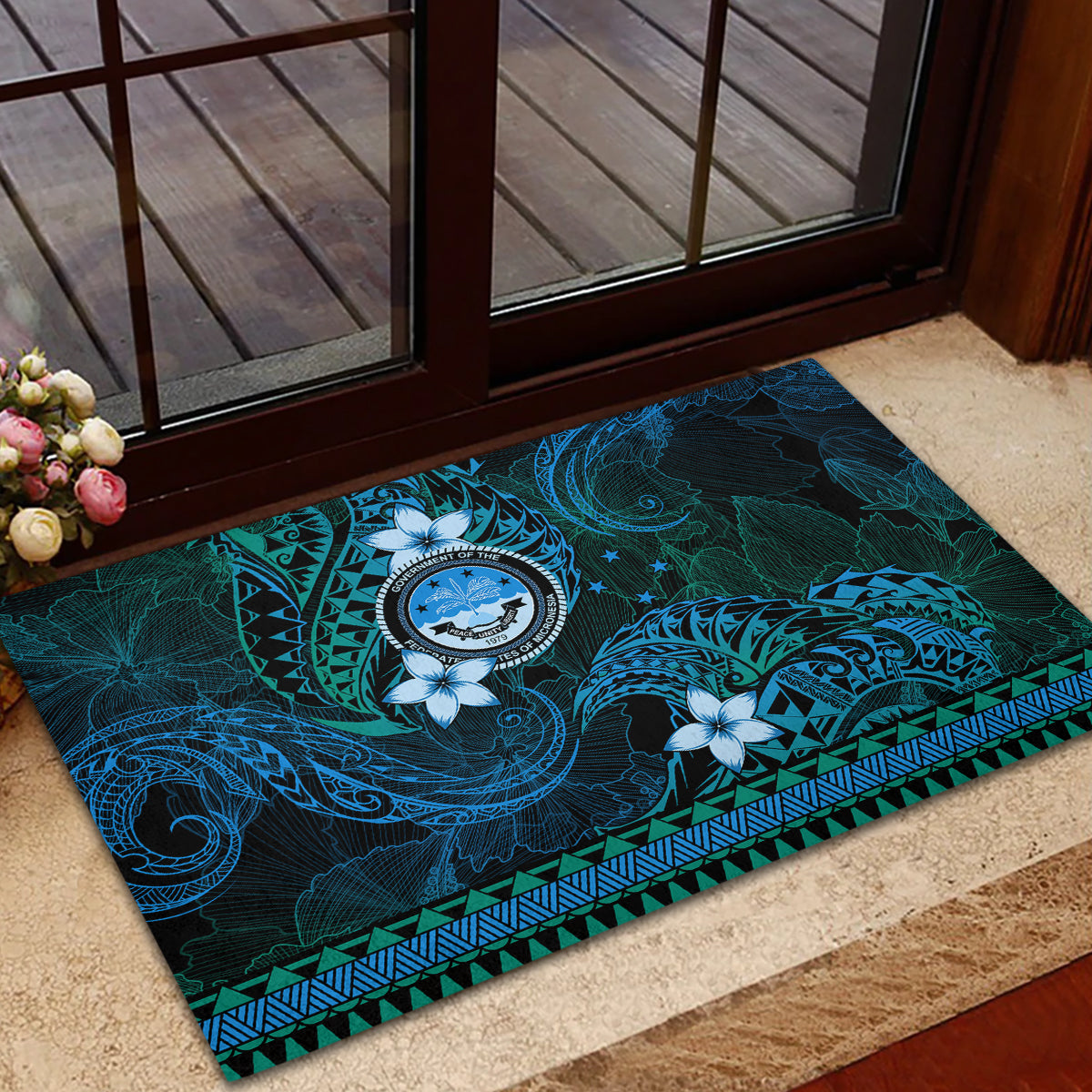 FSM Culture Day Rubber Doormat Tribal Pattern Ocean Version LT01 - Polynesian Pride