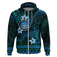 FSM Culture Day Zip Hoodie Tribal Pattern Ocean Version LT01 Zip Hoodie Blue - Polynesian Pride