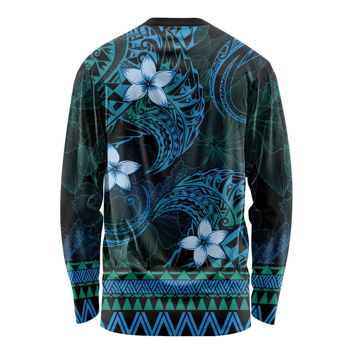 FSM Chuuk State Long Sleeve Shirt Tribal Pattern Ocean Version LT01 - Polynesian Pride