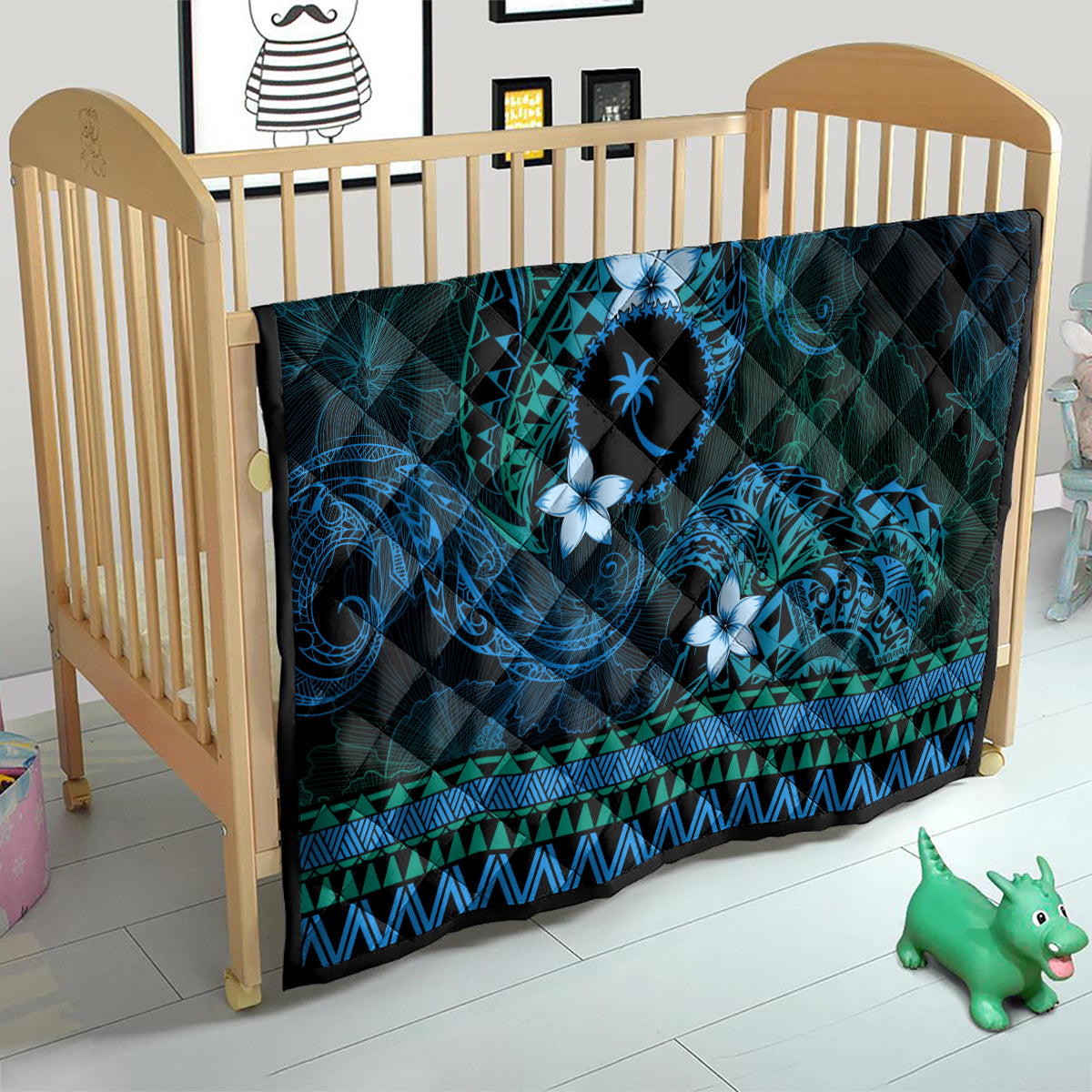 FSM Chuuk State Quilt Tribal Pattern Ocean Version