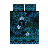 FSM Chuuk State Quilt Bed Set Tribal Pattern Ocean Version