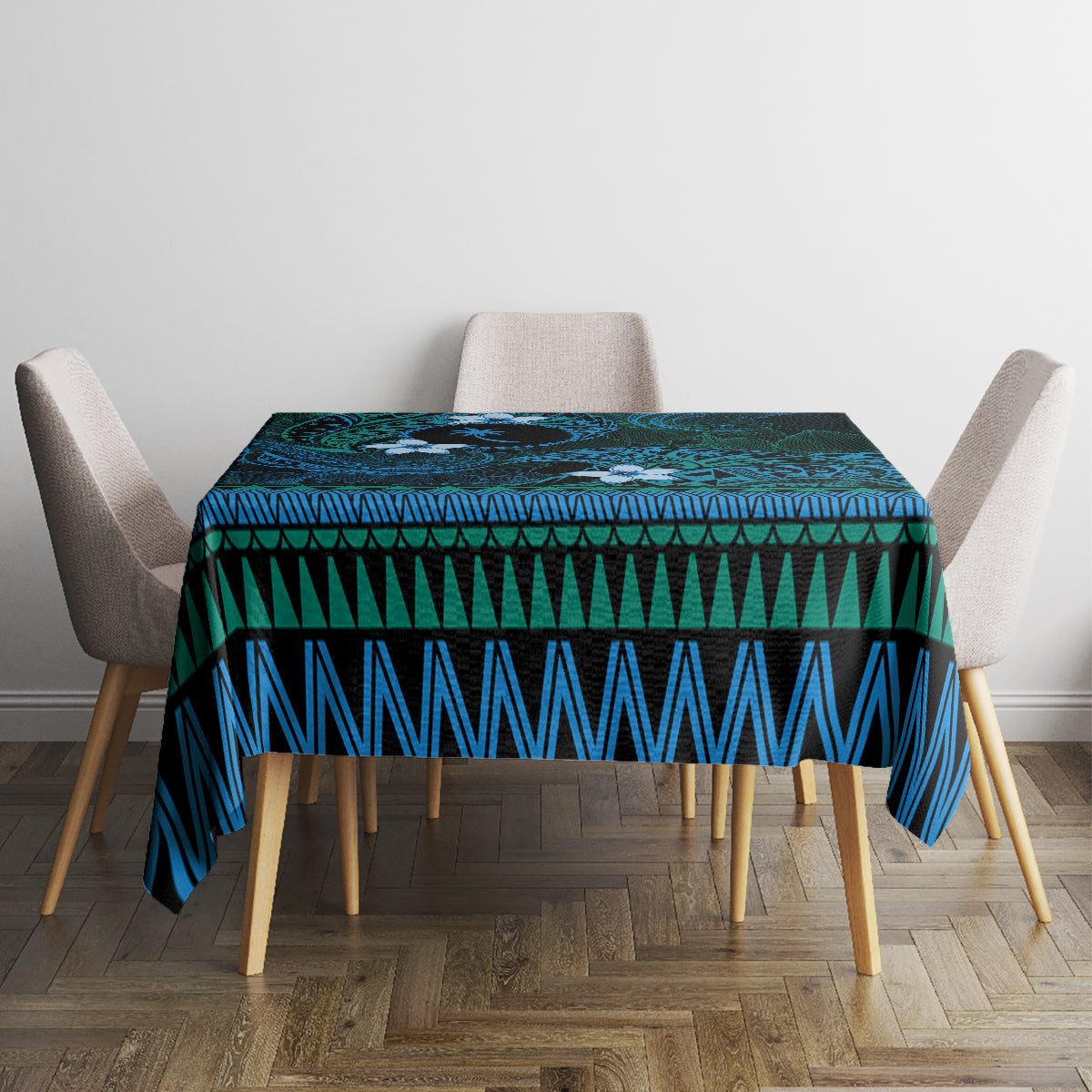 FSM Chuuk State Tablecloth Tribal Pattern Ocean Version
