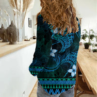 FSM Chuuk State Women Casual Shirt Tribal Pattern Ocean Version LT01 - Polynesian Pride