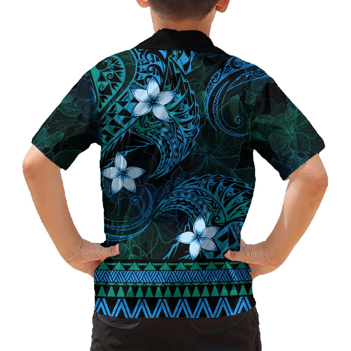 FSM Kosrae State Hawaiian Shirt Tribal Pattern Ocean Version LT01 - Polynesian Pride