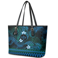 FSM Kosrae State Leather Tote Bag Tribal Pattern Ocean Version LT01 - Polynesian Pride