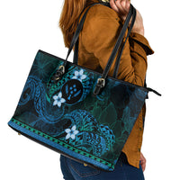 FSM Kosrae State Leather Tote Bag Tribal Pattern Ocean Version LT01 - Polynesian Pride
