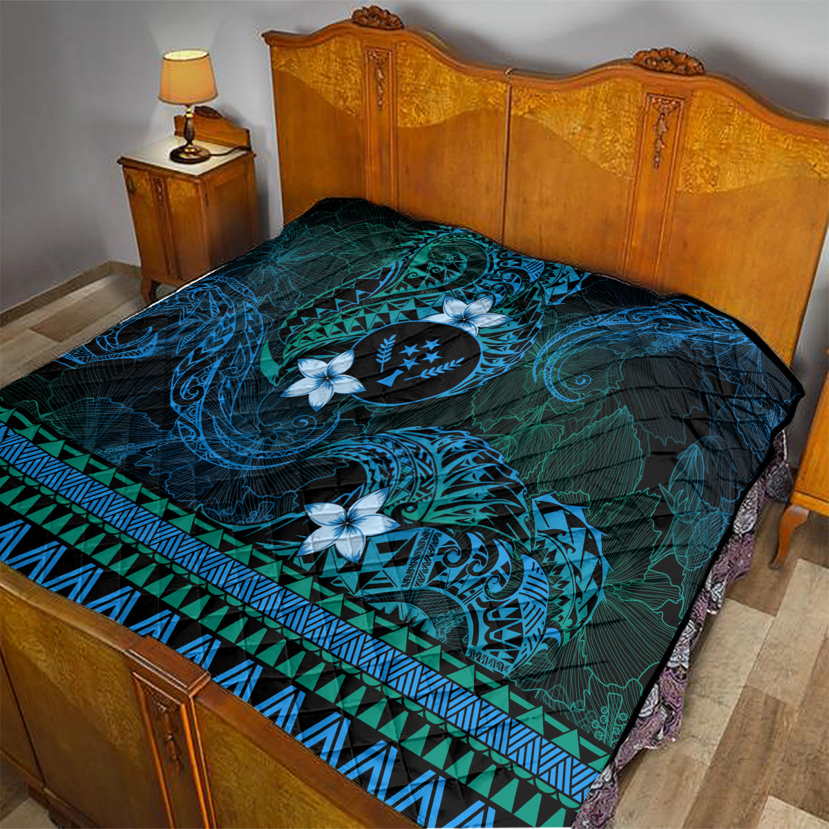 FSM Kosrae State Quilt Tribal Pattern Ocean Version LT01 - Polynesian Pride