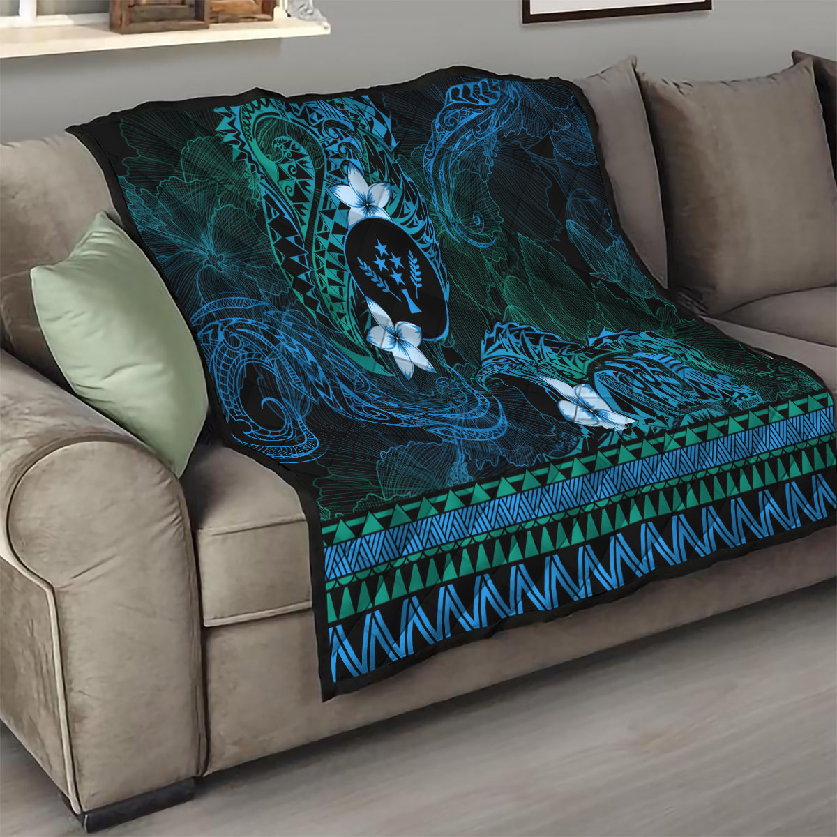 FSM Kosrae State Quilt Tribal Pattern Ocean Version LT01 - Polynesian Pride