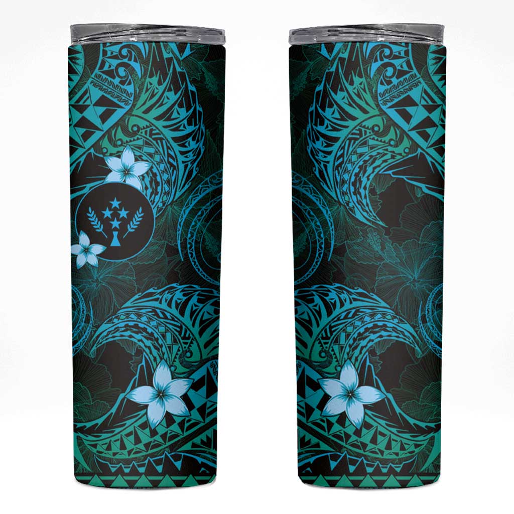FSM Kosrae State Skinny Tumbler Tribal Pattern Ocean Version LT01 Blue - Polynesian Pride