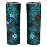 FSM Kosrae State Skinny Tumbler Tribal Pattern Ocean Version LT01 Blue - Polynesian Pride