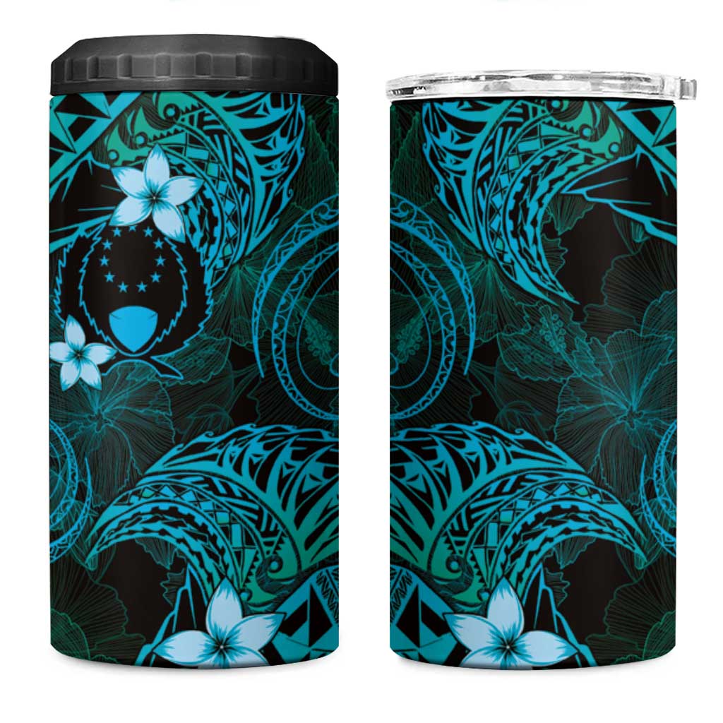 FSM Pohnpei State 4 in 1 Can Cooler Tumbler Tribal Pattern Ocean Version