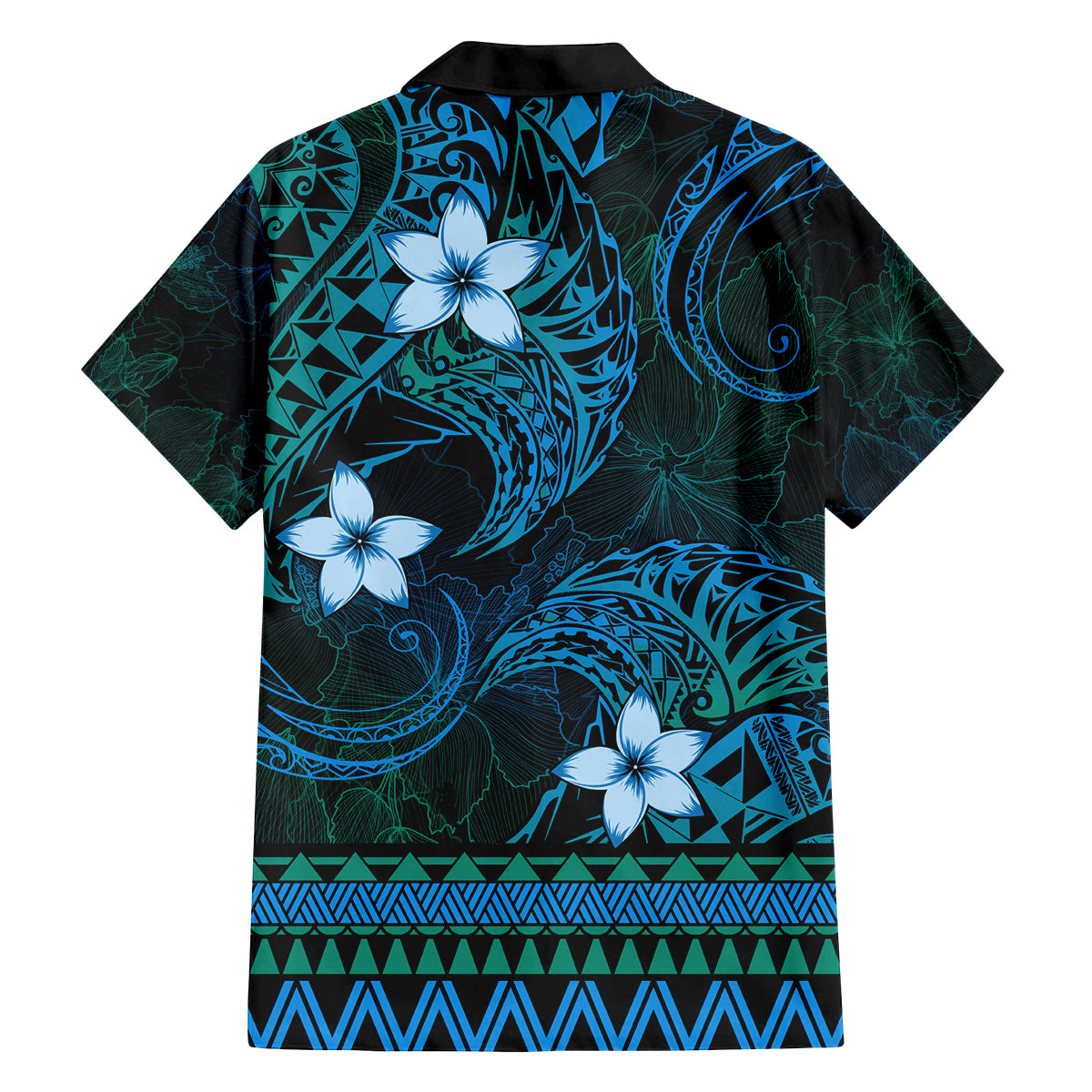 FSM Yap State Family Matching Off Shoulder Short Dress and Hawaiian Shirt Tribal Pattern Ocean Version LT01 - Polynesian Pride