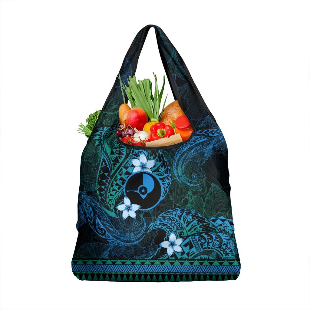 FSM Yap State Grocery Bag Tribal Pattern Ocean Version LT01 1-pack One Size Blue - Polynesian Pride