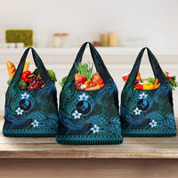 FSM Yap State Grocery Bag Tribal Pattern Ocean Version LT01 3-pack One Size Blue - Polynesian Pride