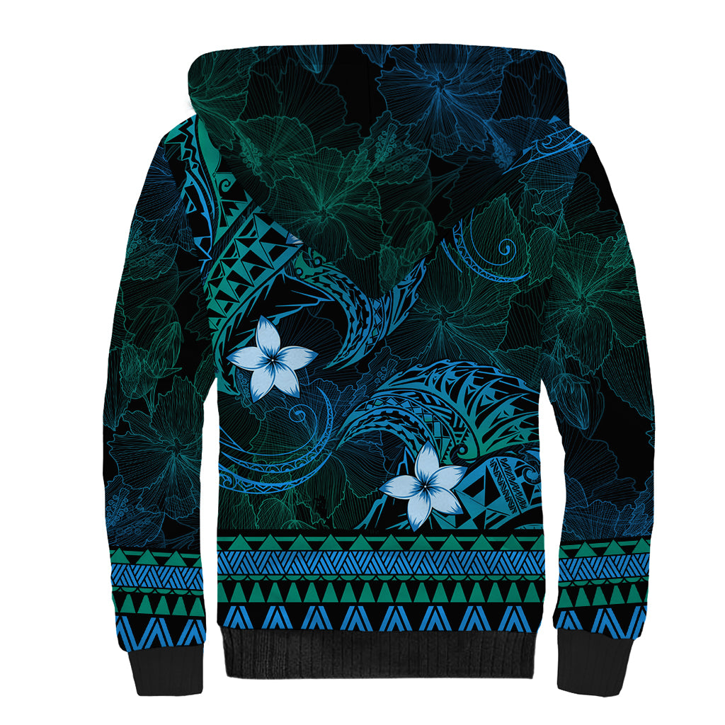 FSM Yap State Sherpa Hoodie Tribal Pattern Ocean Version LT01 - Polynesian Pride
