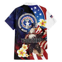 Personalized Northern Mariana Islands 4th of July Family Matching Off Shoulder Short Dress and Hawaiian Shirt Plumeria USA Eagle