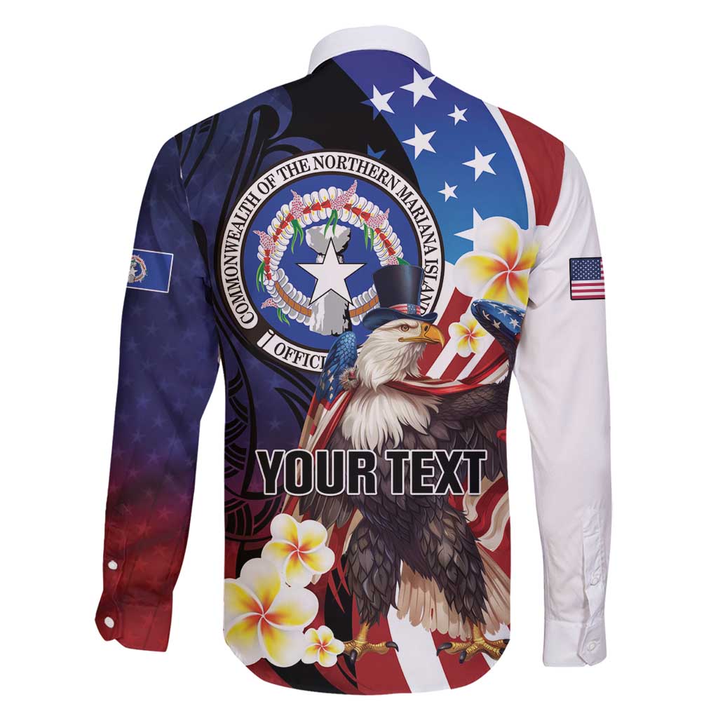 Personalized Northern Mariana Islands 4th of July Family Matching Puletasi and Hawaiian Shirt Plumeria USA Eagle LT01 - Polynesian Pride