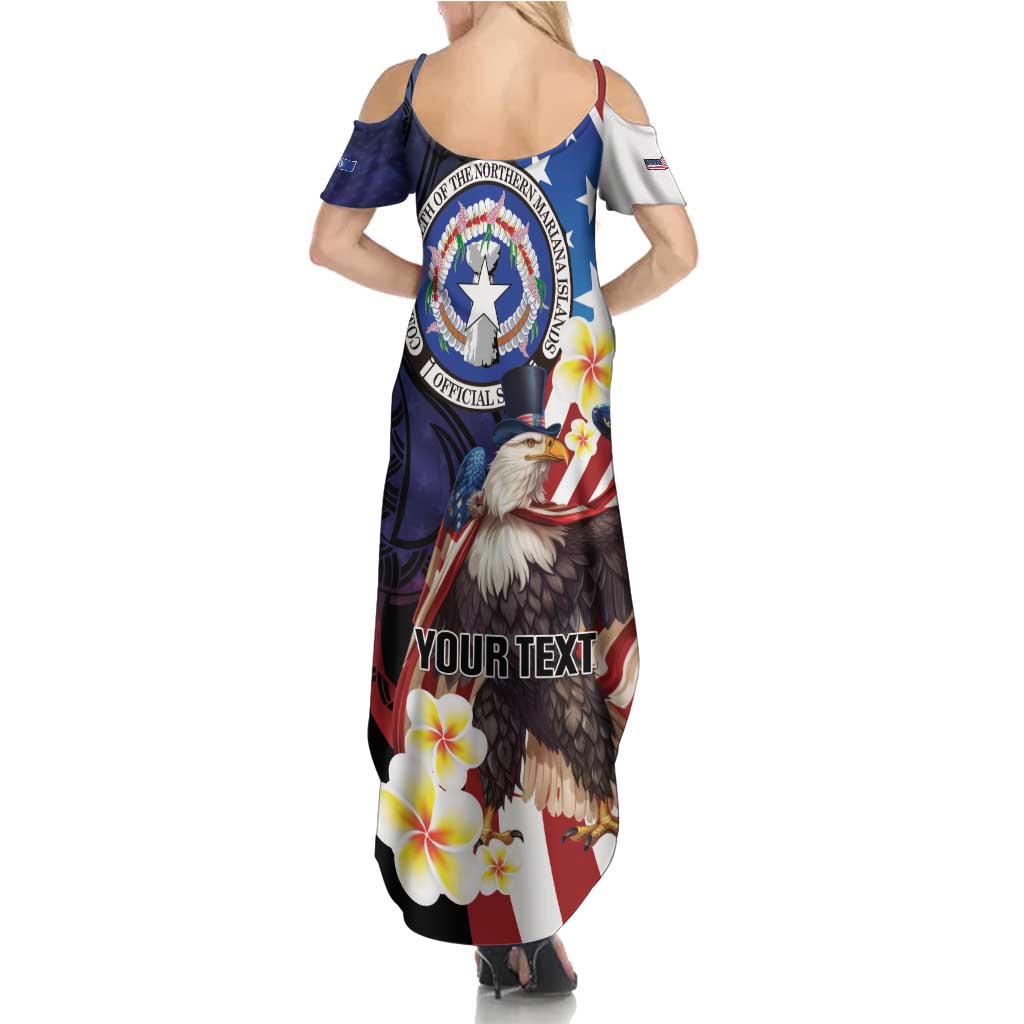 Personalized Northern Mariana Islands 4th of July Family Matching Summer Maxi Dress and Hawaiian Shirt Plumeria USA Eagle LT01 - Polynesian Pride