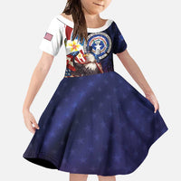 Personalized Northern Mariana Islands 4th of July Family Matching Tank Maxi Dress and Hawaiian Shirt Plumeria USA Eagle LT01 Daughter's Dress Multicolor - Polynesian Pride
