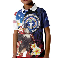 Personalized Northern Mariana Islands 4th of July Kid Polo Shirt Plumeria USA Eagle LT01 Kid Multicolor - Polynesian Pride