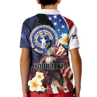 Personalized Northern Mariana Islands 4th of July Kid Polo Shirt Plumeria USA Eagle LT01 - Polynesian Pride