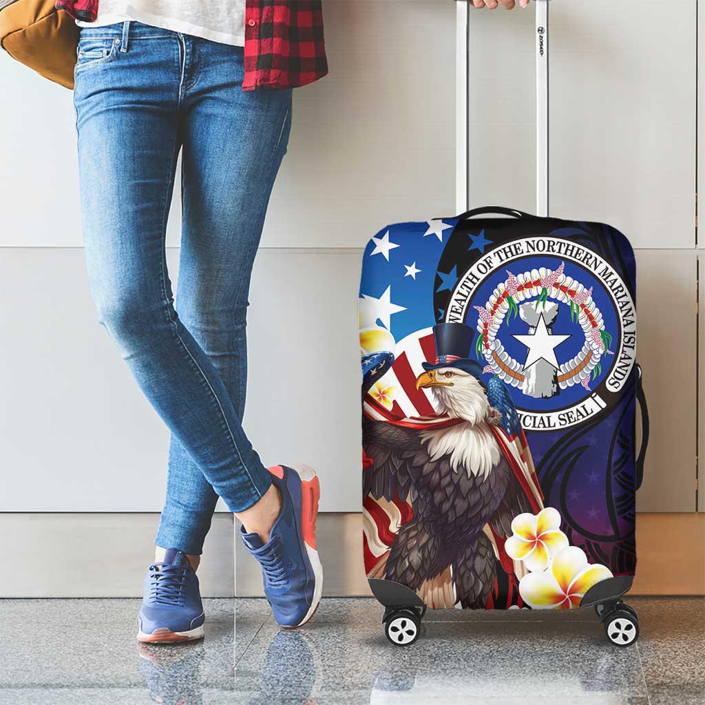 Northern Mariana Islands 4th of July Luggage Cover Plumeria USA Eagle LT01 - Polynesian Pride