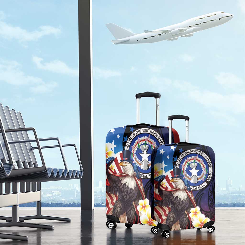 Northern Mariana Islands 4th of July Luggage Cover Plumeria USA Eagle LT01 - Polynesian Pride