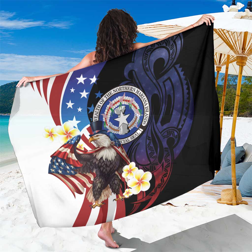 Northern Mariana Islands 4th of July Sarong Plumeria USA Eagle LT01 One Size 44 x 66 inches Multicolor - Polynesian Pride