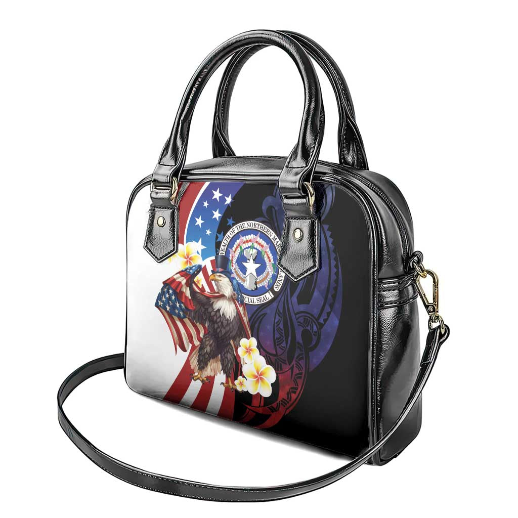 Northern Mariana Islands 4th of July Shoulder Handbag Plumeria USA Eagle