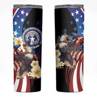 Personalized Northern Mariana Islands 4th of July Skinny Tumbler Plumeria USA Eagle LT01 Multicolor - Polynesian Pride
