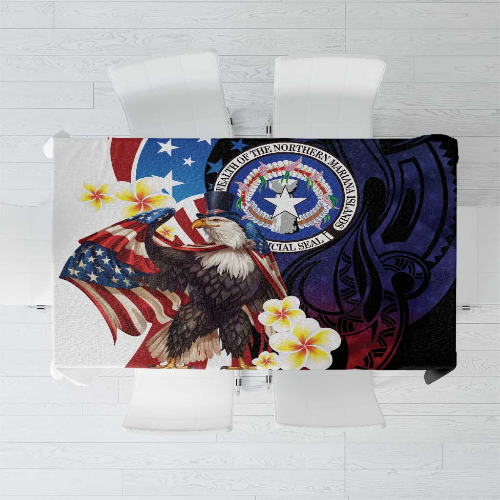 Northern Mariana Islands 4th of July Tablecloth Plumeria USA Eagle LT01 Multicolor - Polynesian Pride