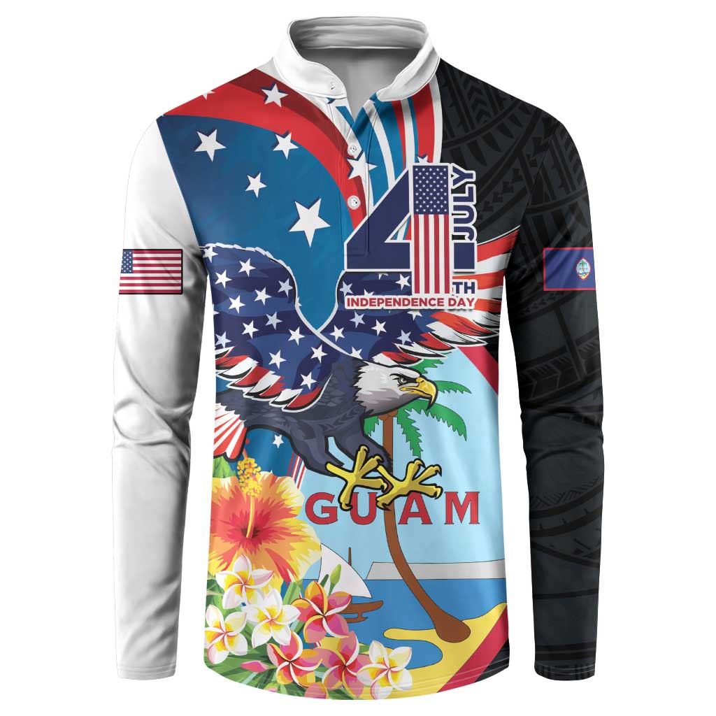 Personalized Guam Fourth of July Button Sweatshirt Tropical Flowers