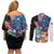 Personalized Guam Fourth of July Couples Matching Off Shoulder Short Dress and Long Sleeve Button Shirt Tropical Flowers