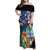 Personalized Guam Fourth of July Family Matching Off Shoulder Maxi Dress and Hawaiian Shirt Tropical Flowers