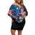 Personalized Guam Fourth of July Family Matching Off Shoulder Short Dress and Hawaiian Shirt Tropical Flowers