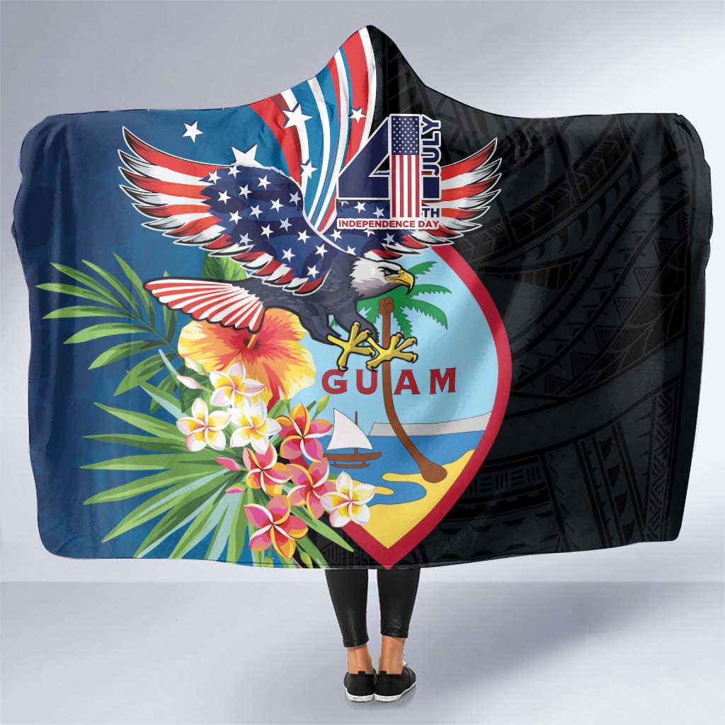Guam Fourth of July Hooded Blanket Tropical Flowers