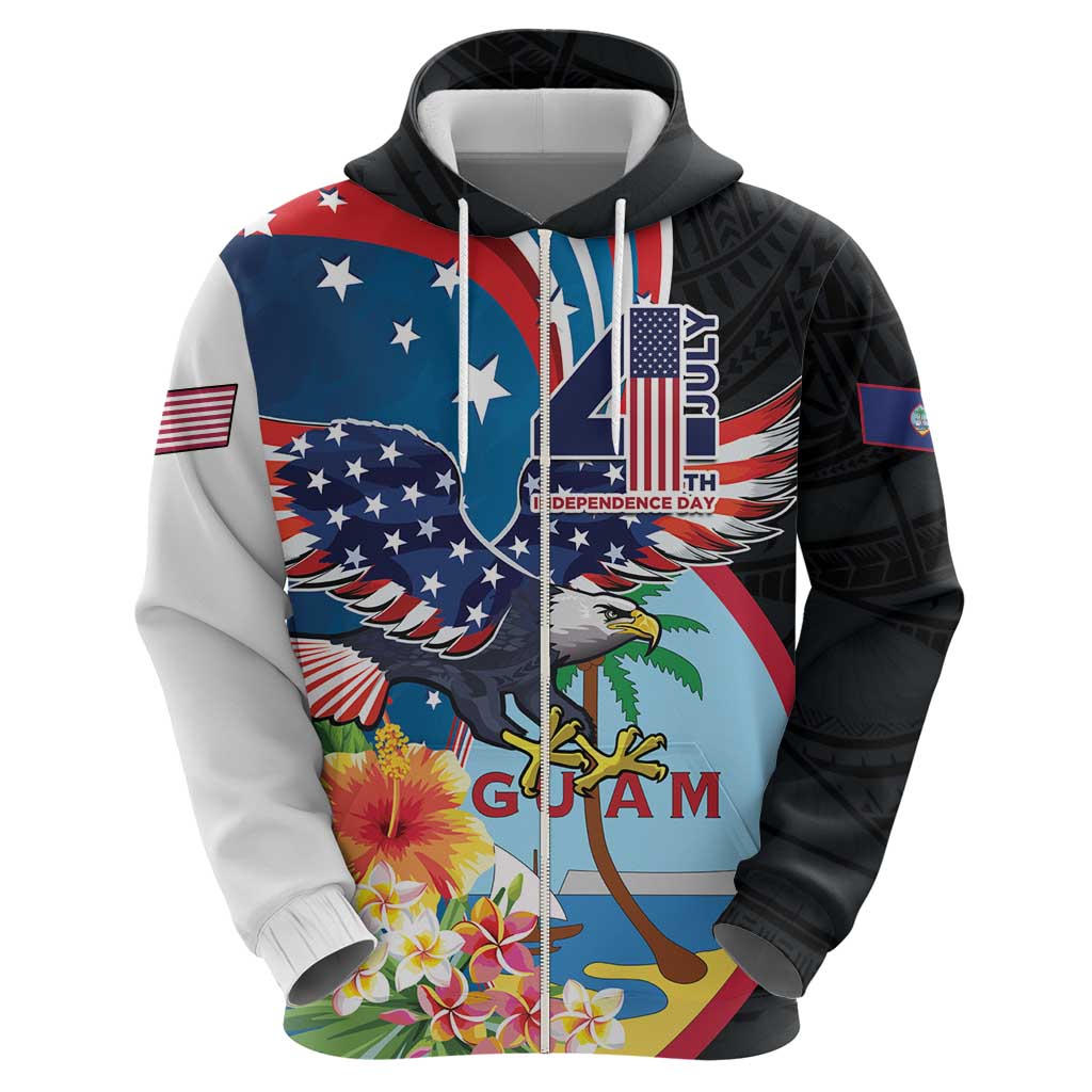 Personalized Guam Fourth of July Hoodie Tropical Flowers