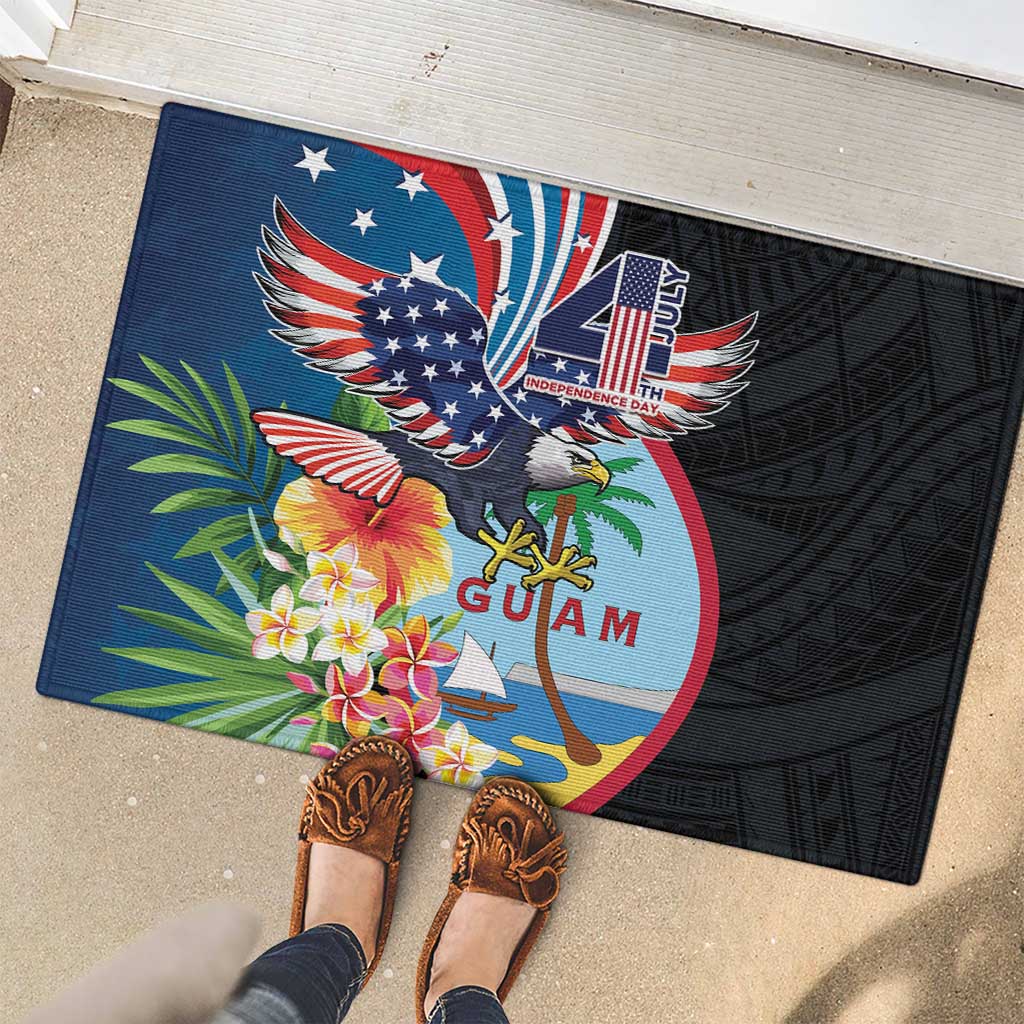 Guam Fourth of July Rubber Doormat Tropical Flowers