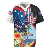 Personalized Guam Fourth of July Rugby Jersey Tropical Flowers