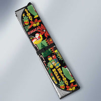 Hawaiian Santa Christmas Pattern Auto Sun Shade Black Version - Polynesian Pride