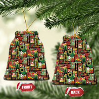 Hawaiian Santa Christmas Pattern Ceramic Ornament Black Version - Polynesian Pride