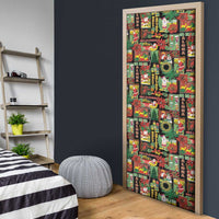 Hawaiian Santa Christmas Pattern Door Cover Black Version - Polynesian Pride