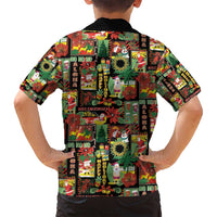 Hawaiian Santa Christmas Pattern Family Matching Puletasi and Hawaiian Shirt Black Version - Polynesian Pride