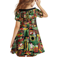 Hawaiian Santa Christmas Pattern Family Matching Puletasi and Hawaiian Shirt Black Version - Polynesian Pride