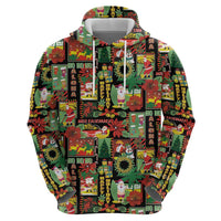Hawaiian Santa Christmas Pattern Hoodie Black Version - Polynesian Pride