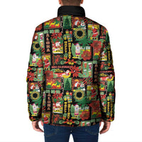 Hawaiian Santa Christmas Pattern Padded Jacket Black Version - Polynesian Pride