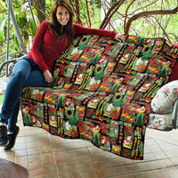 Hawaiian Santa Christmas Pattern Quilt Black Version - Polynesian Pride