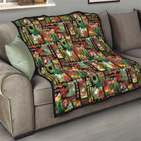 Hawaiian Santa Christmas Pattern Quilt Black Version - Polynesian Pride