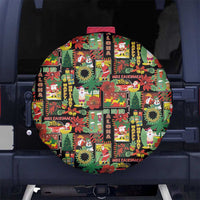 Hawaiian Santa Christmas Pattern Spare Tire Cover Black Version - Polynesian Pride